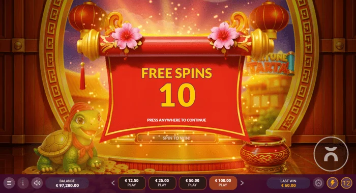 Fortune Tarta - Free Spins-ის გაშვება